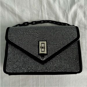 Black and White Shoulder Bag with Envelope Flap